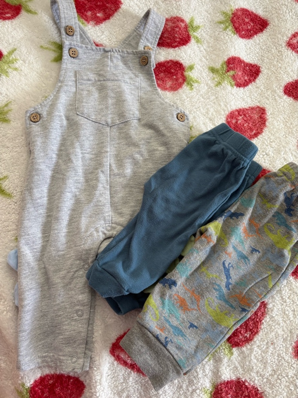 Kids Grey Overalls and Blue & Grey Dino Joggers - Brand Unknown
